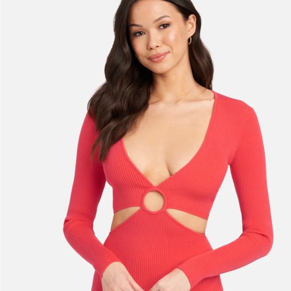 BEBE SIDE CUTOUT RING DETAIL BODYCON DRESS Porcelain rose, size XL - Picture 1 of 3